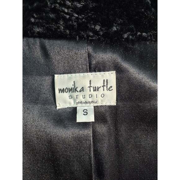 Monika Turtle Studio Phila. Black faux Fur Karakul jacket full satin lining Sz S - Picture 5 of 5